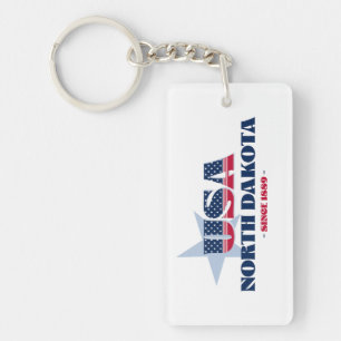 US State North Dakota Monogram Acrylic Keychain