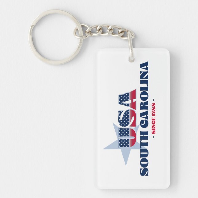 US State South Carolina Monogram Acrylic Keychain (Front)
