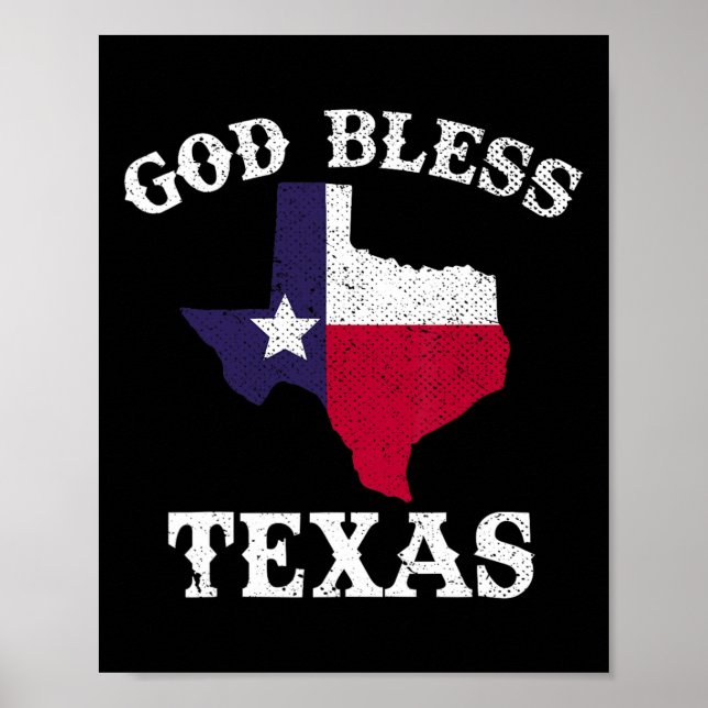 Us State Texas Flag Texan God Bless Texas  Poster (Front)