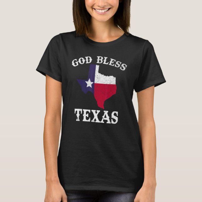 Us State Texas Flag Texan God Bless Texas T-Shirt (Front)