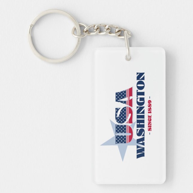 US State Washington Monogram Acrylic Keychain (Front)