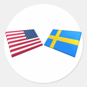 US & Sweden Flags Classic Round Sticker