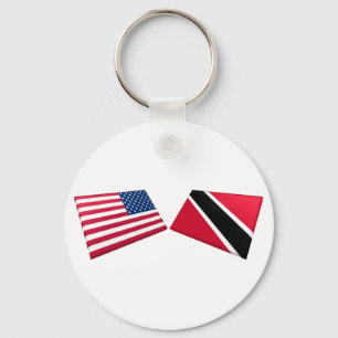 US & Trinidad and Tobago Flags Key Ring
