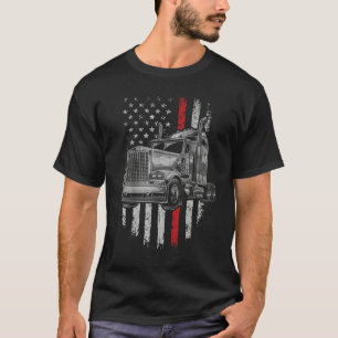 Us Trucking US Flag With Truck Funny Semi Truck Dr T-Shirt