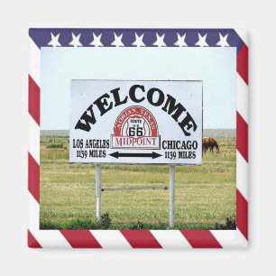 US - U.S.A. Route 66 Midpoint Los Angeles Chicago Magnet