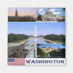 US U.S.A. - Washington - Mosaic - Collage Magnet