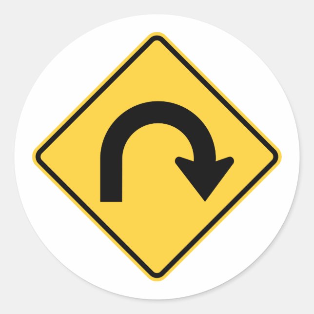 US U-turn road sign stickers (Front)