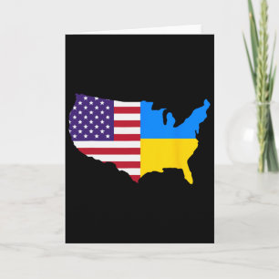 Us Ukraine Map America Ukrainian Flag Ukraine Amer Card