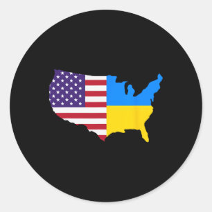 Us Ukraine Map America Ukrainian Flag Ukraine Amer Classic Round Sticker