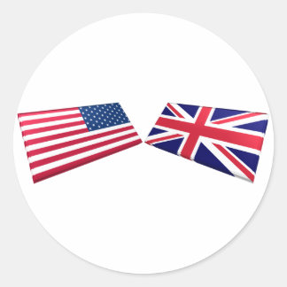 US & United Kingdom Flags Classic Round Sticker