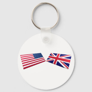 US & United Kingdom Flags Key Ring