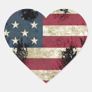 US/USA, SAD flag on black background Heart Sticker