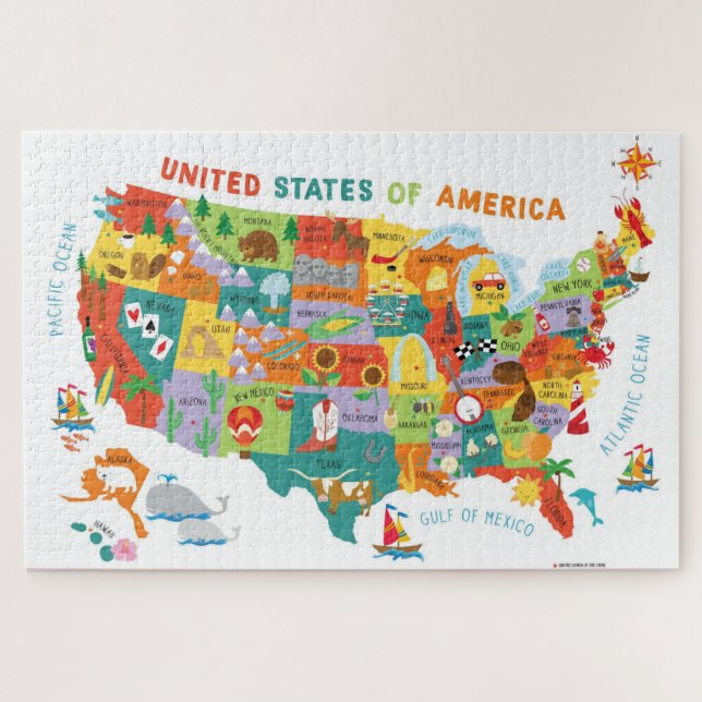 US USA United States Map for Kids  Jigsaw Puzzle (Horizontal)
