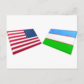 US & Uzbekistan Flags Postcard
