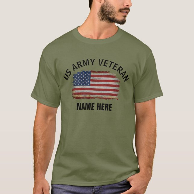 US VETERAN AMERICAN FLAG PERSONALIZED T-Shirt (Front)