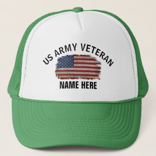 US VETERAN AMERICAN FLAG PERSONALIZED TRUCKER HAT