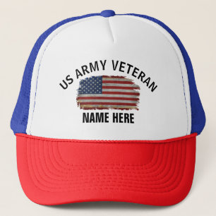US VETERAN AMERICAN FLAG PERSONALIZED TRUCKER HAT