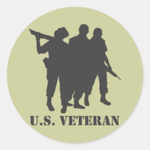 US Veteran Black Classic Round Sticker