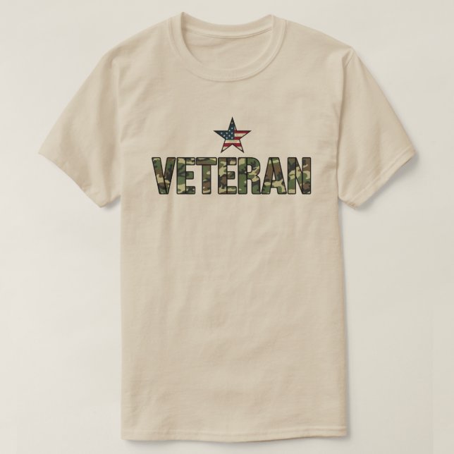 US Veteran Camo Text  T-Shirt (Design Front)