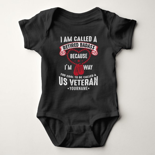 US Veteran Humour Retired Soldier Baby Bodysuit (Front)