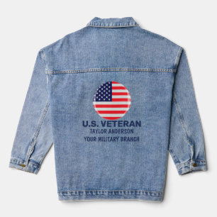 US Veteran Personalised Patriotic American Flag D Denim Jacket