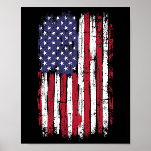 Us Vintage Flag For American Independence Day On 4 Poster