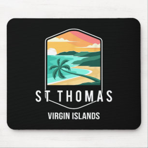 Us Virgin Islands Beach Sunset Palm Tree St Thomas Mouse Pad