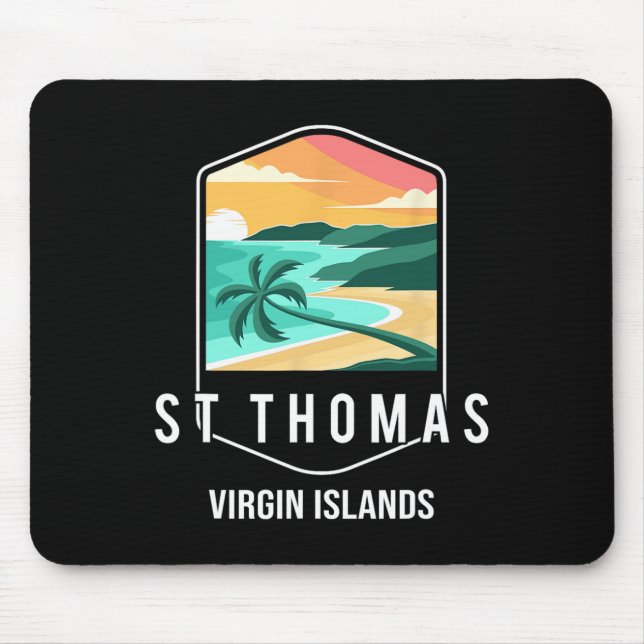 Us Virgin Islands Beach Sunset Palm Tree St Thomas Mouse Pad (Front)