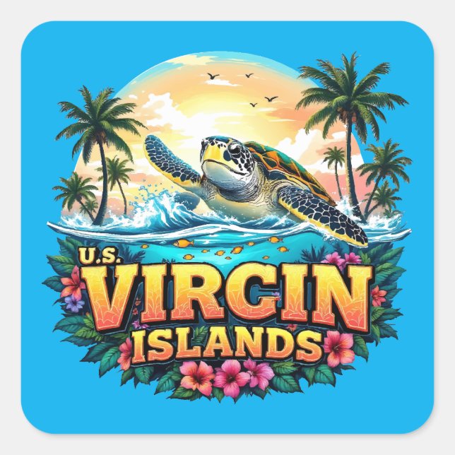 US Virgin Islands Caribbean Square Sticker (Front)
