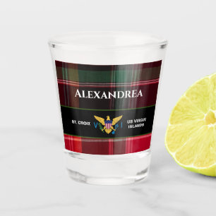 US Virgin Islands Flag St. Croix Madras Custom Shot Glass