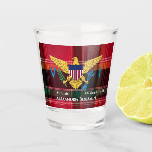 US Virgin Islands Flag St. Croix Madras Custom Shot Glass