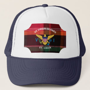 US Virgin Islands Flag St. Croix Madras Custom Trucker Hat