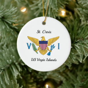 US Virgin Islands Flag St. Croix USVI Christmas  Ceramic Tree Decoration