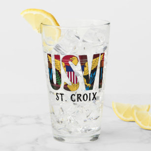 US Virgin Islands Flag St. Croix USVI Madras Glass