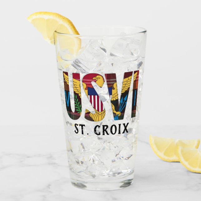 US Virgin Islands Flag St. Croix USVI Madras  Glass (Front Ice)