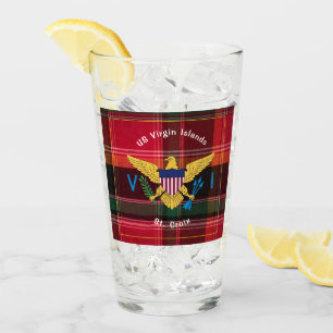 US Virgin Islands Flag St. Croix USVI Madras Glass