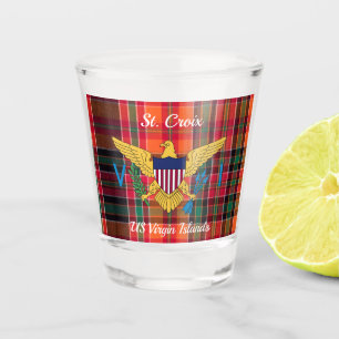 US Virgin Islands Flag St. Croix USVI Madras Shot Glass