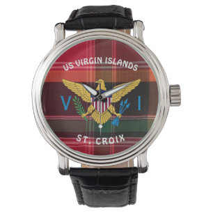 US Virgin Islands Flag St. Croix USVI Madras Watch