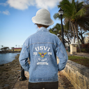 US Virgin Islands Flag St. Croix USVI Tropical Denim Jacket
