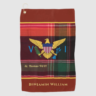 US Virgin Islands Flag St. Thomas Madras Custom Golf Towel