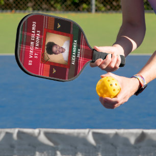 US Virgin Islands Flag St. Thomas Madras Custom  Pickleball Paddle