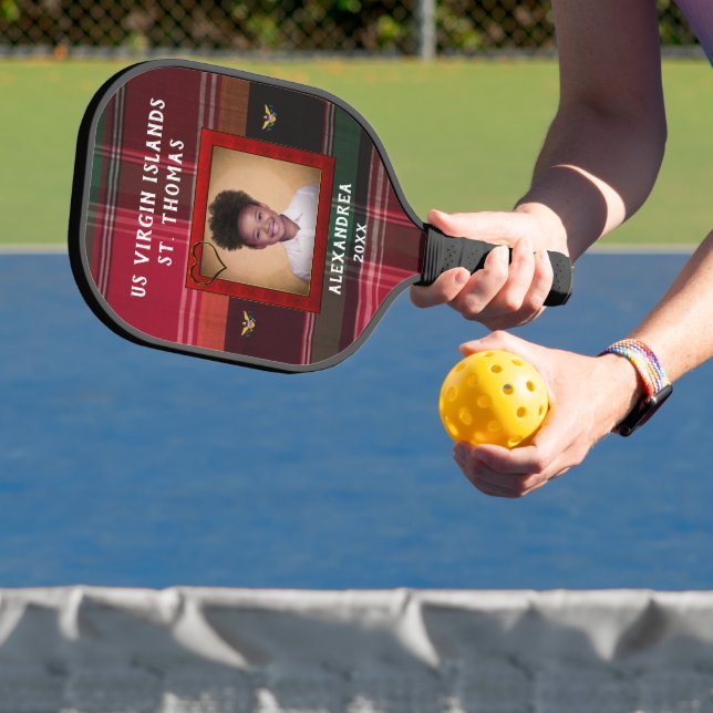 US Virgin Islands Flag St. Thomas Madras Custom  Pickleball Paddle (Insitu)