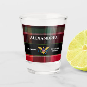 US Virgin Islands Flag St. Thomas Madras Custom Shot Glass
