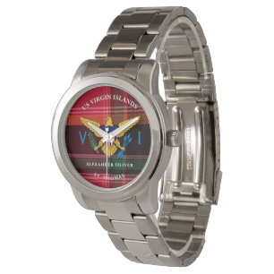 US Virgin Islands Flag St. Thomas Madras Custom Watch