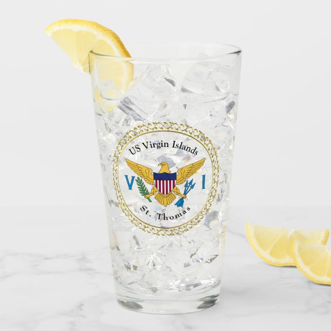US Virgin Islands Flag St. Thomas USVI Caribbean  Glass (Front Ice)