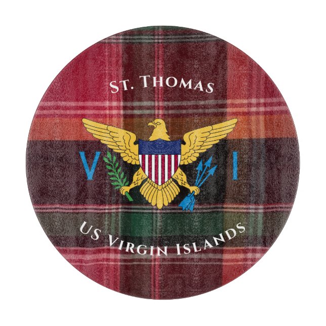 US Virgin Islands Flag St. Thomas USVI Madras  Cutting Board (Front)