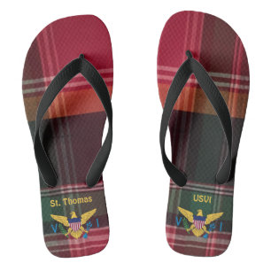 US Virgin Islands Flag St. Thomas USVI Madras Jandals