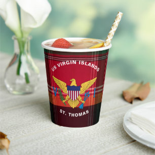 US Virgin Islands Flag St. Thomas USVI Madras  Paper Cups