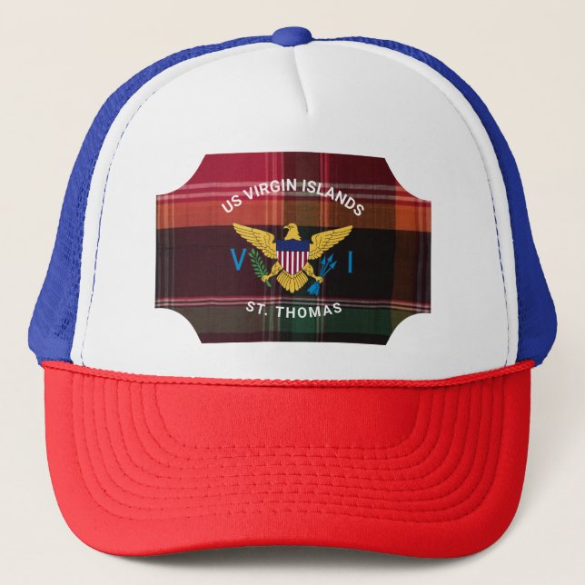 US Virgin Islands Flag St.  Thomas USVI Madras Trucker Hat (Front)