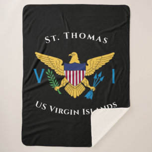 US Virgin Islands Flag St. Thomas USVI Tropical  Sherpa Blanket